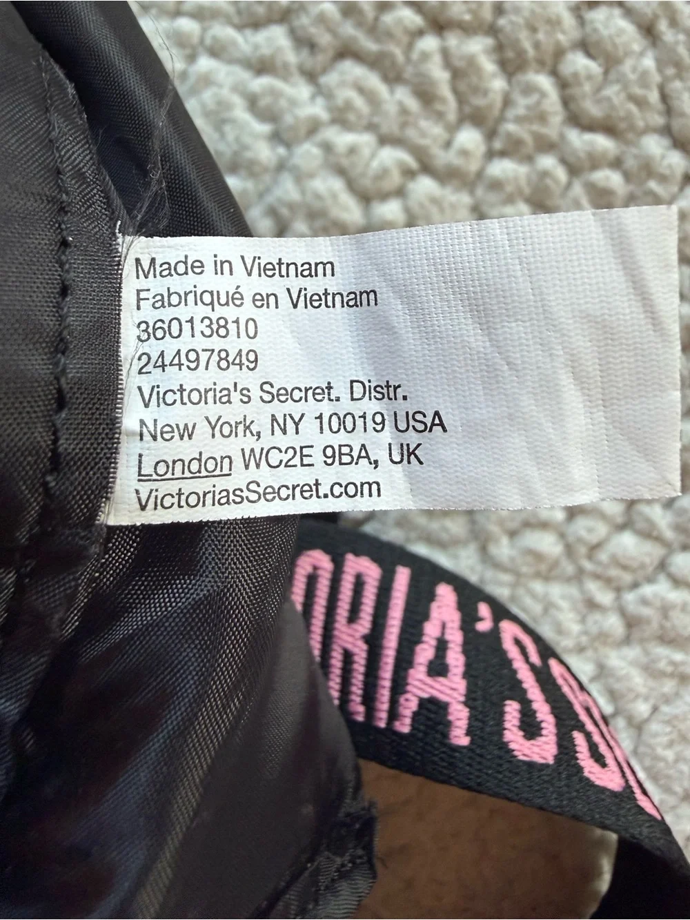 Victoria’s Secret 2019 Black Pink Stripe Logo Backpack Travel Bag
